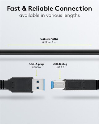 Kábel USB 3.2 Gen 1, A-B M/M 0.25m, 5Gbps, čierny