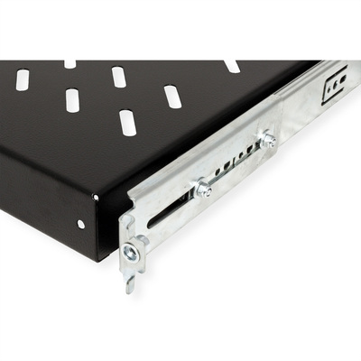 19" Polica 550mm, max. 25kg, 1U, sada skrutiek a podložiek v balení, čierna