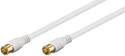 Kábel satelitný, koax F-konektor QUICK M/M 1.5m, 75 Ohm, 80dB, 2x tienený, CCS, biely, pozl. kon.