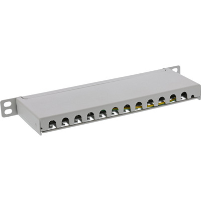 10" Patch panel 12port cat.6a, tienený s uzemnením, celokovový, 0.5U, sivý