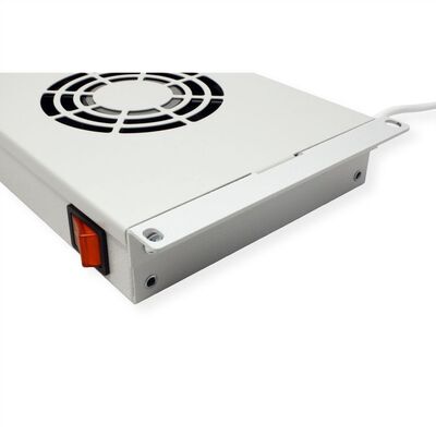 19" Ventilačná jednotka, 2 vetráky, 1U, s termostatom, sivá