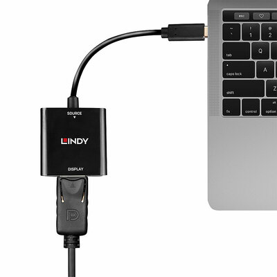 Adaptér USB 3.1 Typ C na DisplayPort 1.4 (4K@144Hz UHD), čierny, 21cm 