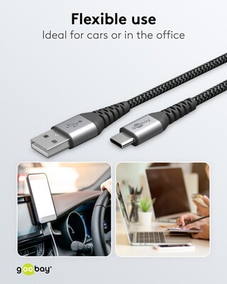 Kábel USB 2.0 Typ C AM/CM 1m, High Speed, Power Delivery 60w 20V3A, čierny/sivý