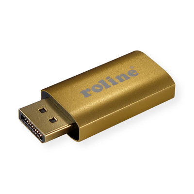 Adaptér DisplayPort/HDMI M/F, 4K@60Hz (DP 1.2a, HDMI 2.0), 18G, aktívny, priamy, zlatý