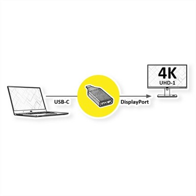 Adaptér USB 3.1 Typ C na DisplayPort, v1.2, 4k@60Hz, Gold