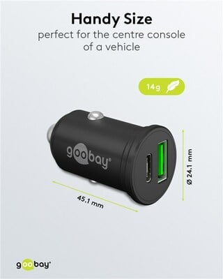 Nabíjačka USB do auta 2port, 1xUSB A 1xUSB Typ C, 3A, 45W, Power Delivery, QC3.0, Mini, čierna