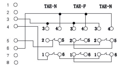 Adaptér telefónny RJ45/TAE NFN M/F kábel 0.2m, 10ks/bal