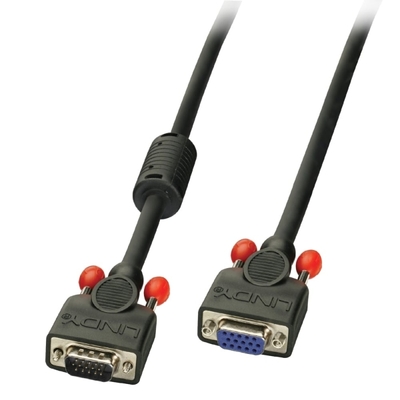 Kábel VGA M/F 2m, predlžovací, tienený, DDC, ferrit, HQ, čierny, premium