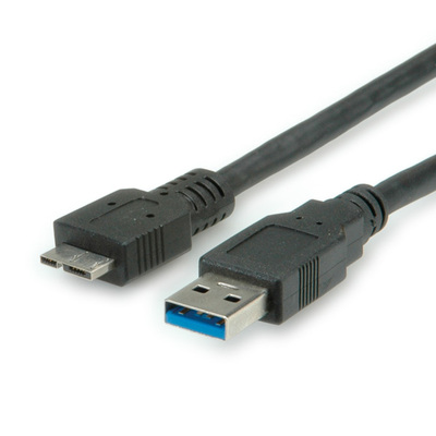 Kábel USB 3.0 A/MICRO-A M/M 0.8m, Super Speed, čierny