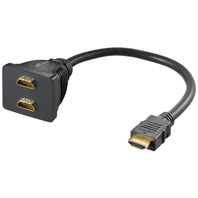 Rozdvojka Y HDMI 1xM-2xF, 20cm pozlátené konektory