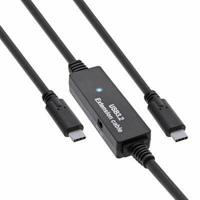 Kábel USB 3.2 Gen 1, Typ C CM/CM 10m, 5Gbps, čierny, aktívny 