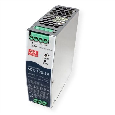 Napájací zdroj MEAN WELL SDR-120-24, montáž na DIN, 120W, 24V DC, 40x125.2x113.5 mm