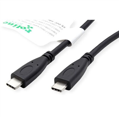 Kábel USB 3.2 Gen 2, Typ C CM/CM 0.5m, 10Gbps, PD 100w 20V5A, čierny, TPE, Eko balenie