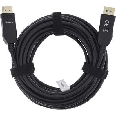 Kábel DisplayPort M/M 50m, 10K@60Hz, v2.1, 54Gbps, čierny, pozl.kon., jednosmerný, aktívny, optický
