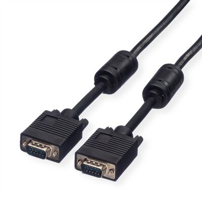 Kábel VGA M/M 10m, prepojovací, tienený, ferrit, čierny