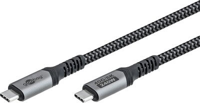 Kábel USB 4 Gen 3x2, Typ C CM/CM 0.5m, 40Gbps, PD 240w 48V5A, oplet, čiernosivý