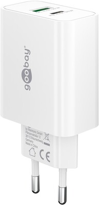 Nabíjačka USB 230V 2port, 1xUSB A, 1x USB Typ C, 30W, Power Delivery, Quick Charge 3.0, biela