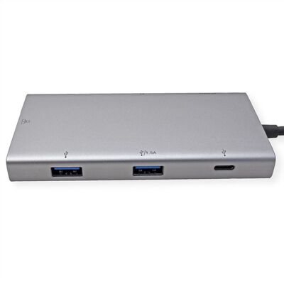 Dokovacia Stanica USB Typ C, HDMI+DisplayPort, 2xUSB-A, 2xUSB-C, LAN, PowerDelivery, 4K@60Hz, 0.2m