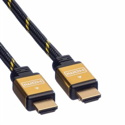 Kábel HDMI M/M 2m, High Speed+Eth, 4K@30Hz, HDMI 1.4,G pozl. kon., čierny/zlatý, Gold