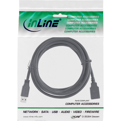 Kábel USB 3.2 Gen 1, A-A M/F 2m, 5Gbps, predlžovací, čierny