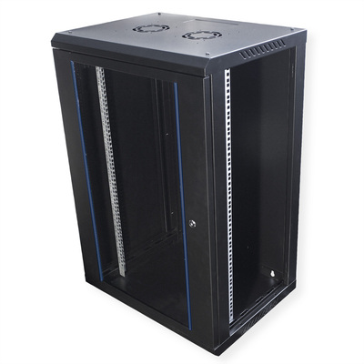 19" Rack na stenu 18U, čierny, 912x600x450mm (HxWxD), odnímateľné bočnice
