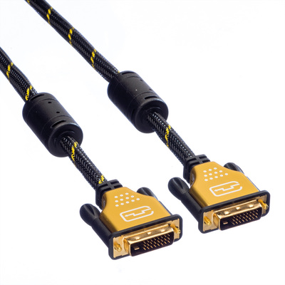 Kábel DVI-D M/M 5m, Dual-Link, 3840x2160@30Hz, HQ s ferrit., čierny, G pozl. Konektor, Gold