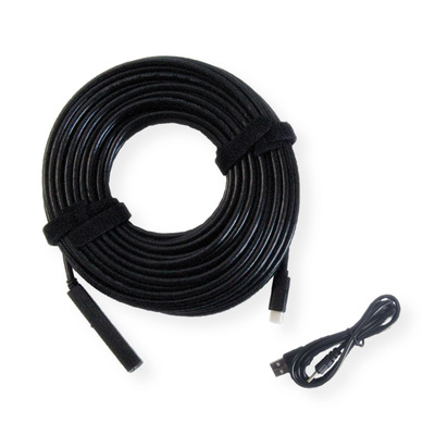 Kábel USB 2.0 CM/AF 10m, High Speed, predlžovací, čierny, aktívny