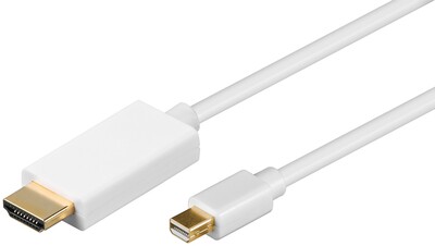 Kábel DisplayPort mini na HDMI M/M 1m, jednosmerný, 4K@30Hz UHD, audio, biely, pozl. konektor