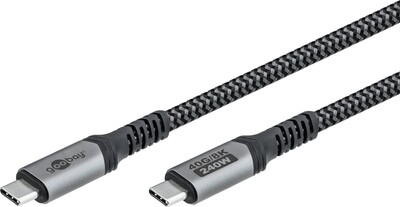 Kábel USB 4 Gen 3x2, Typ C CM/CM 1.5m, 40Gbps, PD 240w 48V5A, oplet, čiernosivý