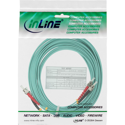 Fiber kábel ST-ST, 10m Duplex OM3(50/125µm), LSOH, 2mm, tyrkysový
