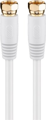 Kábel satelitný, koax F-konektor M/M 1.5m, 75 Ohm, 80dB, 2x tienený, CCS, biely, pozl. konektor