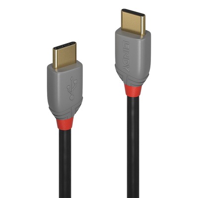 Kábel USB 2.0 Typ C CM/CM 3m, High Speed, Power Delivery 60w 20V3A, čierny, pozl. kon., Anthra Line