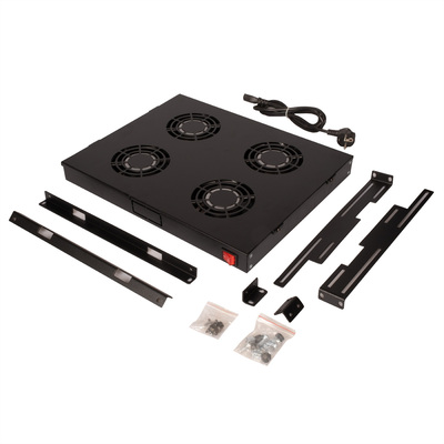 19" Ventilačná jednotka, 4 vetráky, 1U, ON/OFF, čierna