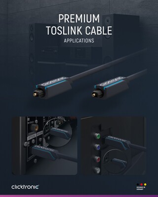 Kábel Toslink audio optický SPDIF prepojovací M/M 0.5m, ø6.0mm, modrý, ClickTronic