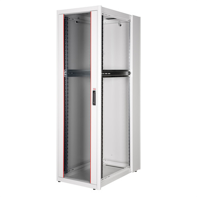 19" Rack na podlahu 42U, 2010x600x1000mm (HxWxD), BASIC, sklenené dvere, sivý