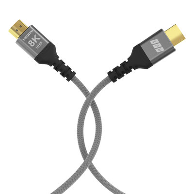 Kábel HDMI M/M 5m, Ultra High Speed+Eth, 8K@60Hz, HDMI 2.1/2.0, 48G, pozla. konektor, sivý