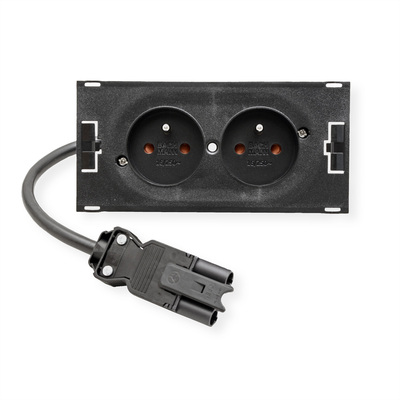 DUE 2xUTE 230V, 0.2m kábel 1.5mm², GST18, čierna