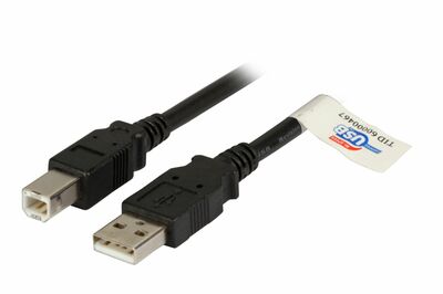 Kábel USB 2.0 A-B M/M 1.8m, High Speed, čierny, Super Premium (AWG28 / AWG20)