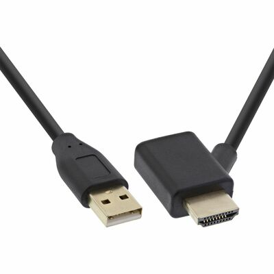 Adaptér HDMI, Power Injector (USB), M/F, 0.5m, čierny