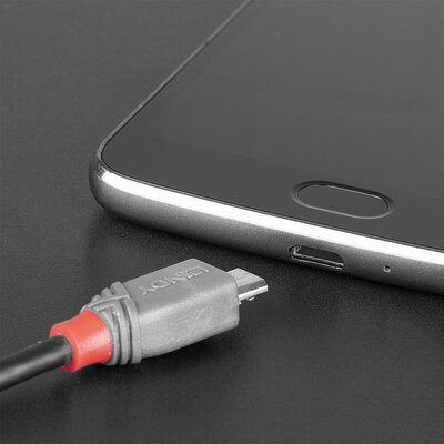 Kábel USB 2.0 Typ C CM/MICRO-B(2.0) 3m, High Speed, Anthra Line, čierny