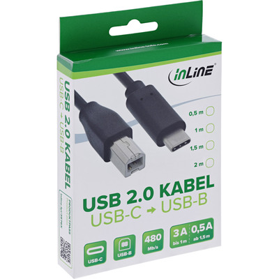 Kábel USB 2.0 Typ C CM/BM(2.0) 0.5m, High Speed, čierny