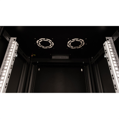 19" Rack na stenu 12U, čierny, 640x600x600mm (HxWxD), RAL9005, PRO, otočný (2-dielny)