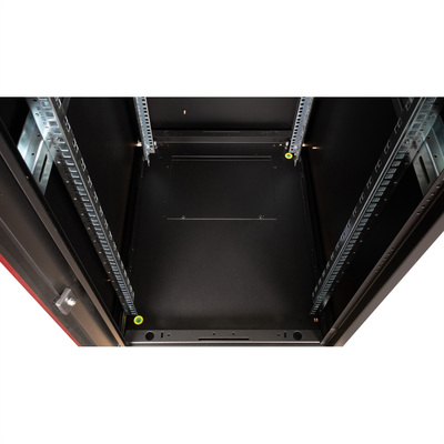 19" Rack na podlahu 32U, 1560x600x800mm (HxWxD), BASIC, sklenené dvere, čierny