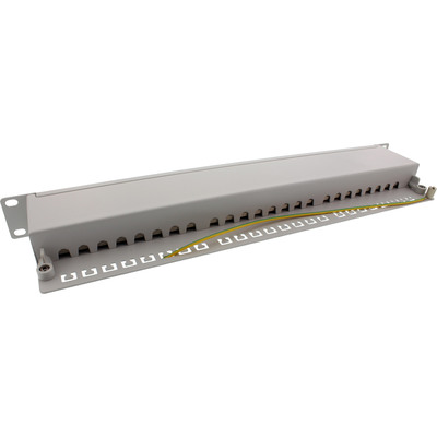 19" Patch panel 24port cat.6a, tienený s uzemnením, celokovový, 1U, sivý