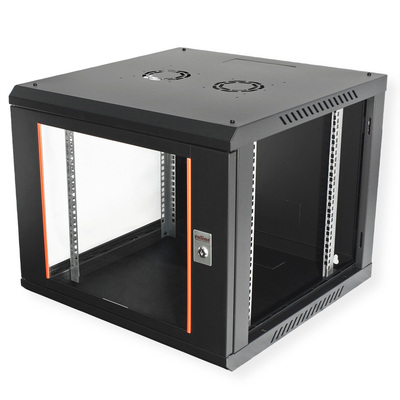 19" Rack na stenu 9U, čierny, 512x600x600mm (HxWxD), odnímateľné bočnice