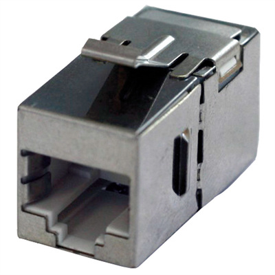 Konektor Keystone cat.6, tienený, strieborný, SPOJKA RJ45, slim