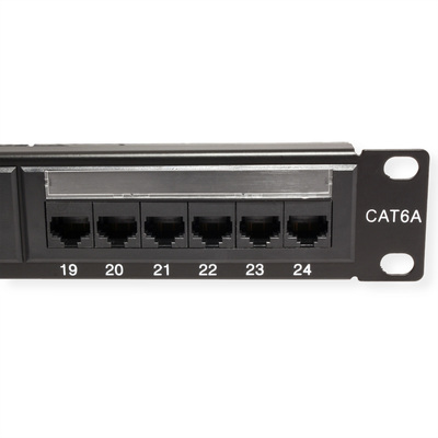 19" Patch panel 24port cat.6a, netienený, 1U, čierny