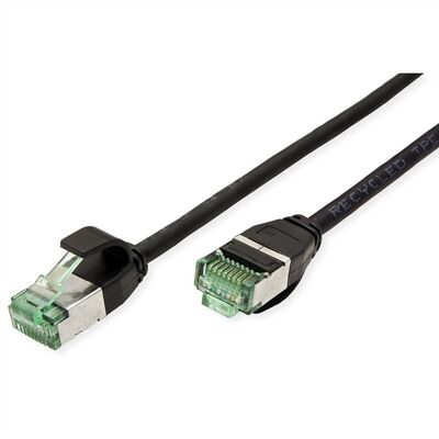 U/FTP Patchkábel TPE 0.3m cat.6a, čierny, slim, Cu, Flex Cable, Roline Recycled Material