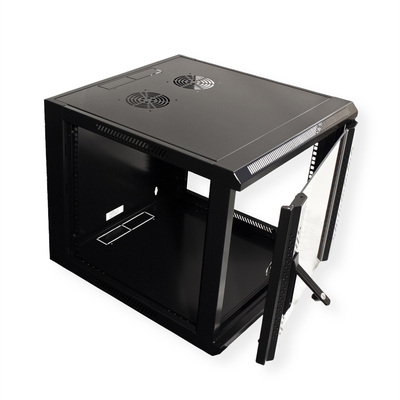 19" Rack na stenu 9U, čierny, 505x570x450 mm (HxWxD), odnímateľné bočnice §§