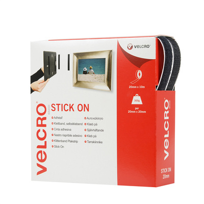 Suchý zips "hook & loop", nalepovací, 10m, šírka 20mm, čierny, VELCRO®
